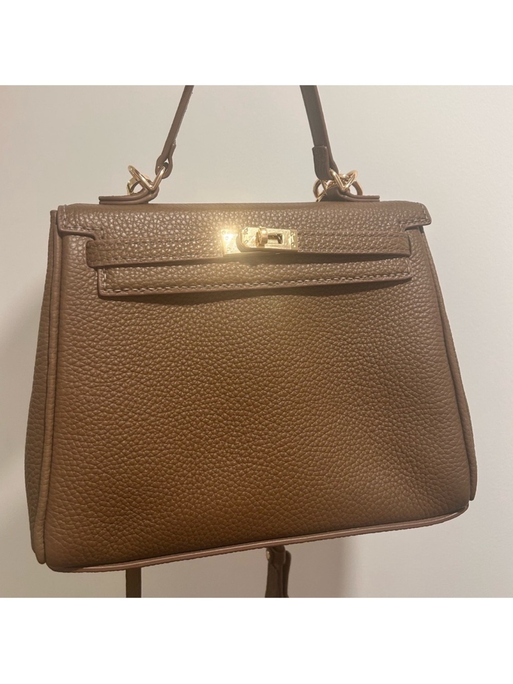 Etoupe Real Pebbled Leather Top-Handle Women's Bag 25cm